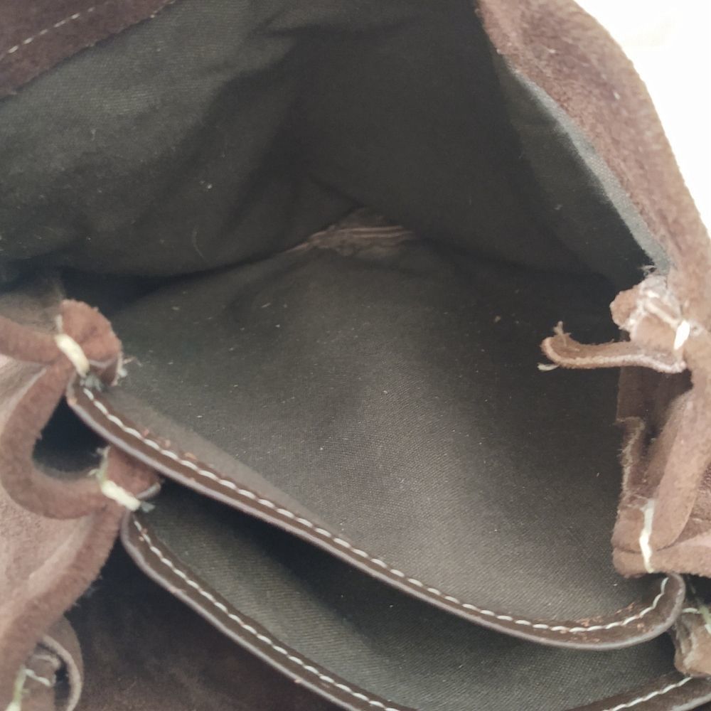 EUC Vintage Amilet Brown Suede Leather Saddle Bag Purse Shoulder Bag Bead Flower - Picture 7 of 11